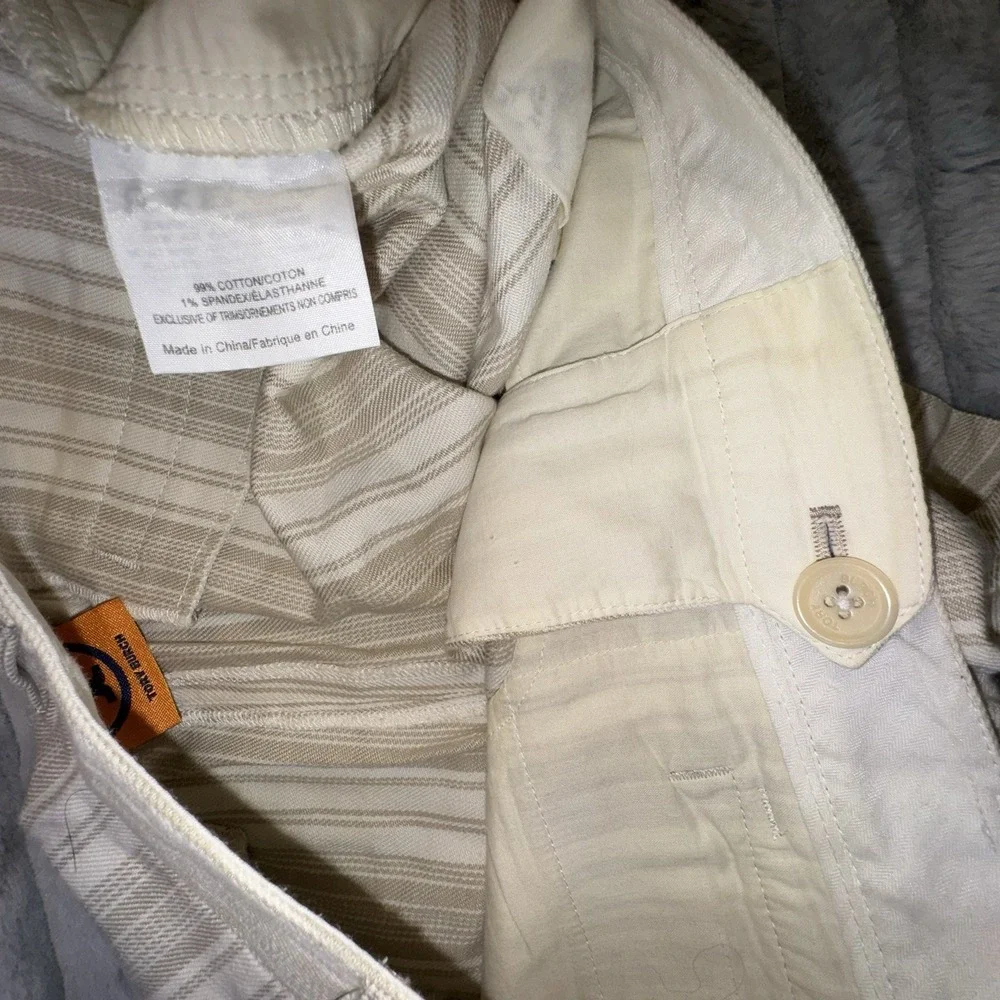 Tory Burch Shorts Sz 8 Beige White Stripe 3